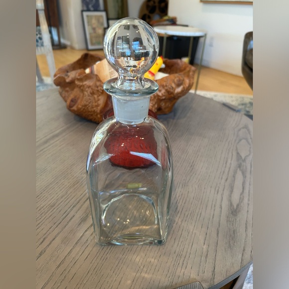 VINTAGE Blown Glass Block Monogramed Decanter with Round Ball Stopper - Picture 8 of 8